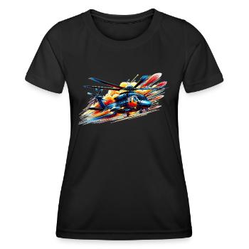 Helicopter - Farbsplash - Frauen Funktions-T-Shirt - Schwarz - Vorne - AI Model Female 172 light (172cm)