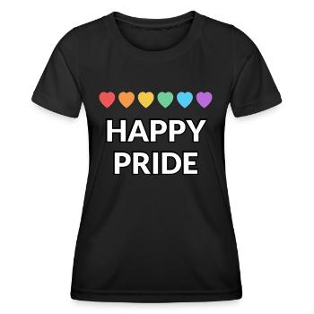 Happy Pride Rainbow hearts Mois de la fierté LGBTQ - T-shirt sport Femme - noir - Devant - AI Model Female 172 light (172cm)
