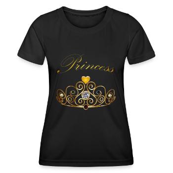 Princess Queen Gold Krone Tiara Edelsteine Perlen - Frauen Funktions-T-Shirt - Schwarz - Vorne - AI Model Female 172 light (172cm)