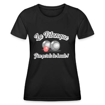 La pétanque, j en perds la boule - humour - T-shirt sport Femme - noir - Devant - AI Model Female 172 light (172cm)