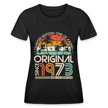 Original 1973 Vintage Anniversaire Rétro - T-shirt sport Femme - noir - Devant - AI Model Female 172 light (172cm)