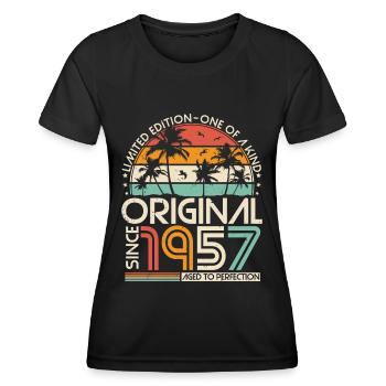 Original 1957 Vintage Anniversaire Rétro - T-shirt sport Femme - noir - Devant - AI Model Female 172 light (172cm)