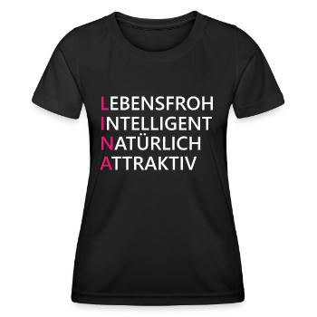 Lina Name Geschenk - Frauen Funktions-T-Shirt - Schwarz - Vorne - AI Model Female 172 light (172cm)
