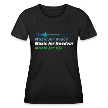 Music for Peace - Frauen Funktions-T-Shirt - Schwarz - Vorne - AI Model Female 172 light (172cm)