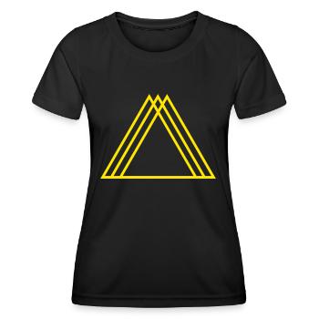 Gelbes Dreieck Heilige Geometrie Berge - Frauen Funktions-T-Shirt - Schwarz - Vorne - AI Model Female 172 light (172cm)