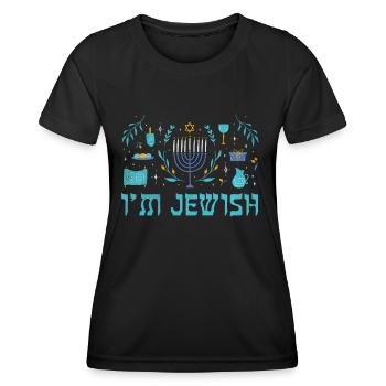 I'm Jewish Christmas Happy Hanukkah Pattern - Women's Functional T-Shirt - black - Front - AI Model Female 172 light (172cm)