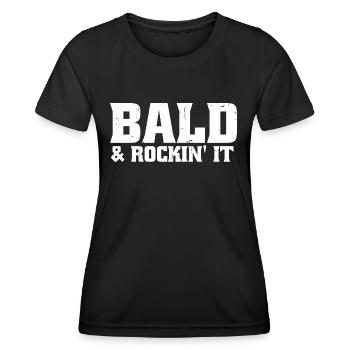 Glatzköpfig und rockig - Frauen Funktions-T-Shirt - Schwarz - Vorne - AI Model Female 172 light (172cm)