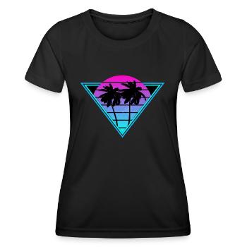 Retro Palm Trees - Women's Functional T-Shirt - black - Front - AI Model Female 172 light (172cm)
