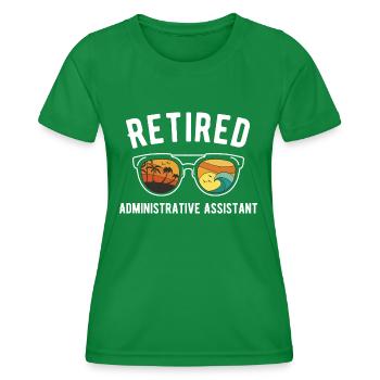 Beach holiday vibes: retired assistant with - Women's Functional T-Shirt - kelly green - Front - AI Model Female 172 dark (172cm)