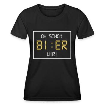 oh schon bier uhr - Frauen Funktions-T-Shirt - Schwarz - Vorne - AI Model Female 172 light (172cm)
