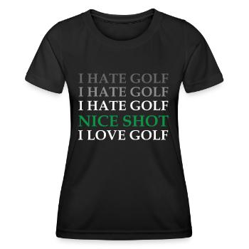 I hate Golf nice Shot - lustig, humor, witzig - Frauen Funktions-T-Shirt - Schwarz - Vorne - AI Model Female 172 light (172cm)