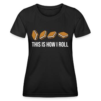 C’est drôle comme ça que je roule Smore Fan Marshmallow Cam - T-shirt sport Femme - noir - Devant - AI Model Female 172 light (172cm)