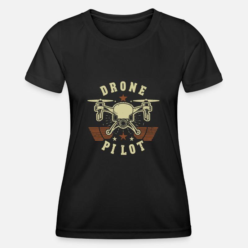 Drone pilot with retro style - Women's Functional T-Shirt - black