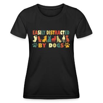Leicht von Hunden abgelenkt - Frauen Funktions-T-Shirt - Schwarz - Vorne - AI Model Female 172 light (172cm)