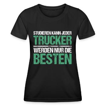 Tout le monde peut étudier - Trucker Edition - T-shirt sport Femme - noir - Devant - AI Model Female 172 light (172cm)