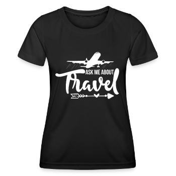 Ask me about Travel Travel agent - Women's Functional T-Shirt - black - Front - AI Model Female 172 light (172cm)