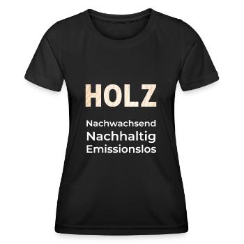 Holz nachhaltig, nachwachsend und emissionslos - Frauen Funktions-T-Shirt - Schwarz - Vorne - AI Model Female 172 light (172cm)