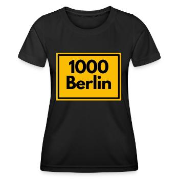 Panneau de lieu - puis Rétro urbain Code postal 1000 Berlin - T-shirt sport Femme - noir - Devant - AI Model Female 172 light (172cm)
