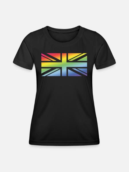 Union Jack / Regenbogenfahne (United Kingdom) - Funktionsshirt til damer - sort