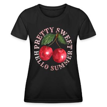 Cerise, cerise-fruit cerise-cerise Dicton d’été - T-shirt sport Femme - noir - Devant - AI Model Female 172 light (172cm)
