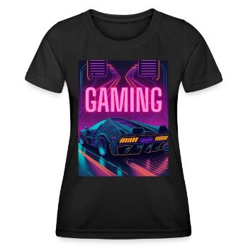 Gaming, Gamer, Neon, Player - T-shirt sport Femme - noir - Devant - AI Model Female 172 light (172cm)