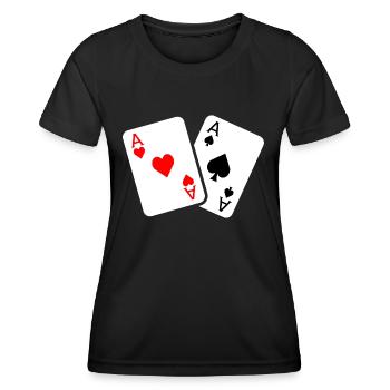 Card game with two aces - Women's Functional T-Shirt - black - Front - AI Model Female 172 light (172cm)