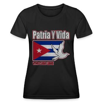 Cuba Flag, Viva Cuba Libre, Patria Y Vida, Cuba - T-shirt sport Femme - noir - Devant - AI Model Female 172 light (172cm)