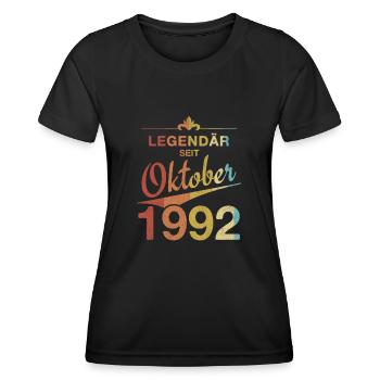 Legendär 30. Geburtstag Oktober 1992 Jahrgang 92 - Frauen Funktions-T-Shirt - Schwarz - Vorne - AI Model Female 172 light (172cm)