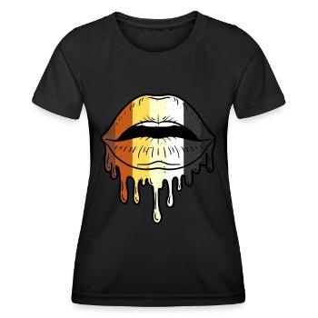 Tropfende Gay Bear Lippen Gay Bear Pride - Frauen Funktions-T-Shirt - Schwarz - Vorne - AI Model Female 172 light (172cm)