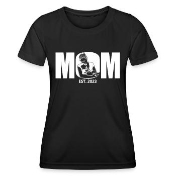 2023, Mama zu werden, Schwangerschaftsankündigung - Frauen Funktions-T-Shirt - Schwarz - Vorne - AI Model Female 172 light (172cm)