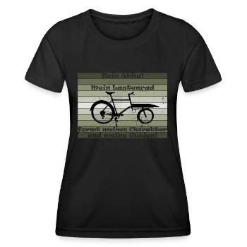 Lastenrad, Cargobike, Lastenesel "kein akku" - Frauen Funktions-T-Shirt - Schwarz - Vorne - AI Model Female 172 light (172cm)