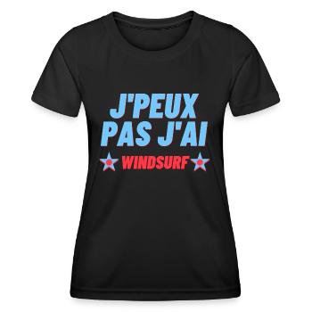 J peux pas j ai windsurf - T-shirt sport Femme - noir - Devant - AI Model Female 172 light (172cm)