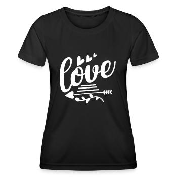 Love mit Pfeilen und Herzen - Frauen Funktions-T-Shirt - Schwarz - Vorne - AI Model Female 172 light (172cm)
