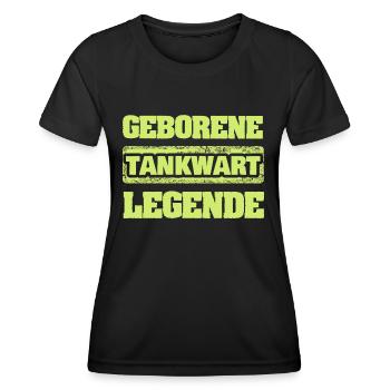 Profession : Pompiste - T-shirt sport Femme - noir - Devant - AI Model Female 172 light (172cm)