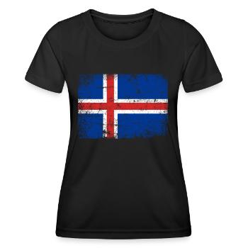 Island Flagge Iceland Isländer - Frauen Funktions-T-Shirt - Schwarz - Vorne - AI Model Female 172 light (172cm)