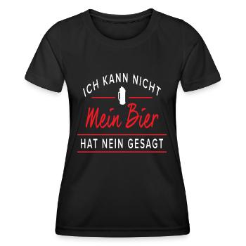 Ich kann nicht mein Bier hat nein gesagt - Frauen Funktions-T-Shirt - Schwarz - Vorne - AI Model Female 172 light (172cm)