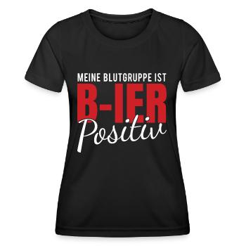 Meine Blutgruppe ist B ier Positiv - Frauen Funktions-T-Shirt - Schwarz - Vorne - AI Model Female 172 light (172cm)