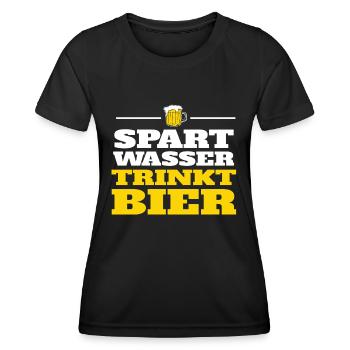 Spart wasser trinkt Bier - Frauen Funktions-T-Shirt - Schwarz - Vorne - AI Model Female 172 light (172cm)