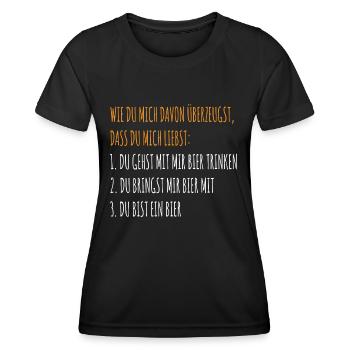 Wie du mich davon überzeugst das du mich liebst - Frauen Funktions-T-Shirt - Schwarz - Vorne - AI Model Female 172 light (172cm)