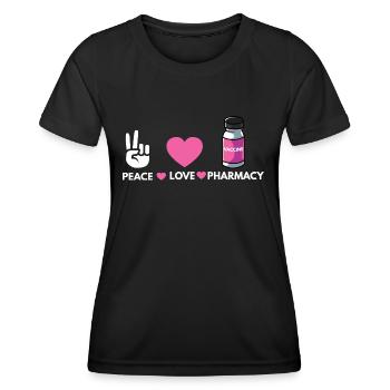 Peace Love Apotheker Apotheke Pharmazie PTA - Frauen Funktions-T-Shirt - Schwarz - Vorne - AI Model Female 172 light (172cm)