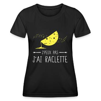 J'peux pas j'ai raclette - Humour Fromage Hiver - T-shirt sport Femme - noir - Devant - AI Model Female 172 light (172cm)