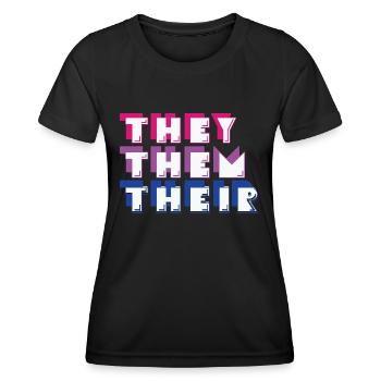 LBGT drapeau gay pride humain ils eux leur - T-shirt sport Femme - noir - Devant - AI Model Female 172 light (172cm)
