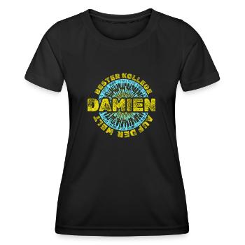 Geschenkidee Geschenk Vorname Damien - Frauen Funktions-T-Shirt - Schwarz - Vorne - AI Model Female 172 light (172cm)
