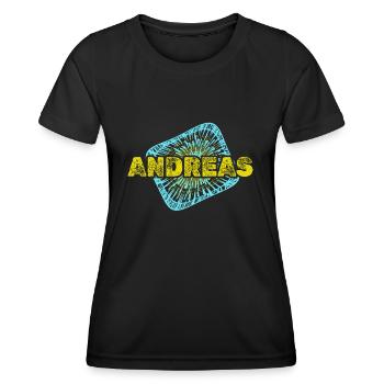 Anniversaire Andreas - T-shirt sport Femme - noir - Devant - AI Model Female 172 light (172cm)