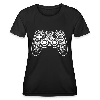 Manette de jeu de jeux vidéo - T-shirt sport Femme - noir - Devant - AI Model Female 172 light (172cm)