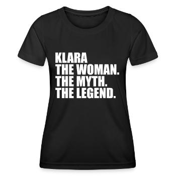 Femme, Mythe, Légende, Nom Klara - T-shirt sport Femme - noir - Devant - AI Model Female 172 light (172cm)