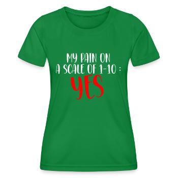 Douleur chronique amusante : Évaluez votre douleur - T-shirt sport Femme - vert - Devant - AI Model Female 172 dark (172cm)