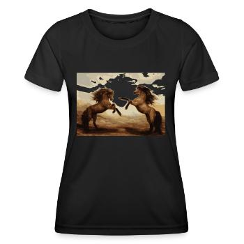horses - Frauen Funktions-T-Shirt - Schwarz - Vorne - AI Model Female 172 light (172cm)