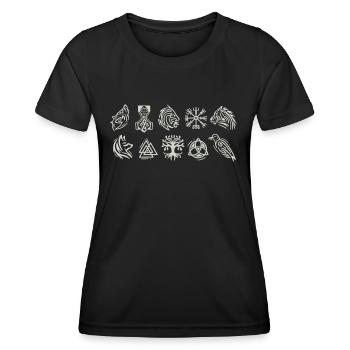 Viking symbol Nordic signs Celts Vegvisir - Women's Functional T-Shirt - black - Front - AI Model Female 172 light (172cm)