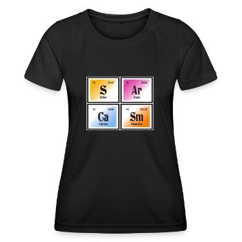 Sarcasme | Tableau périodique des éléments - T-shirt sport Femme - noir - Devant - AI Model Female 172 light (172cm)